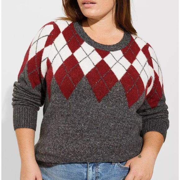 torrid Sweaters - Torrid Red and Gray Argyle Sweater EUC